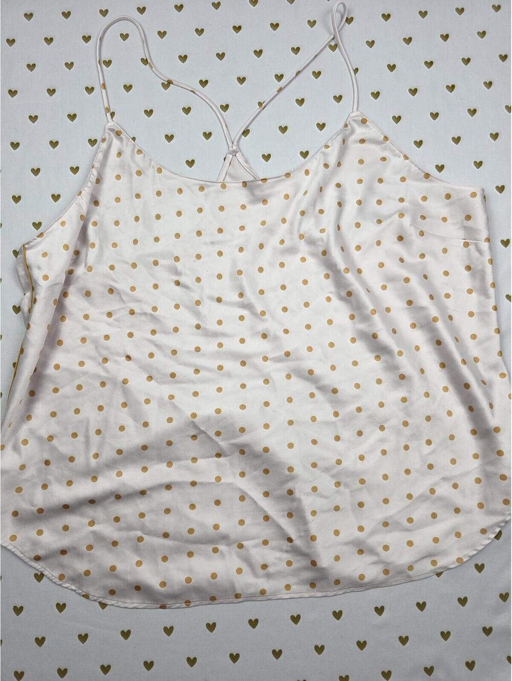Victorias Secret Satin Silky Polka Dot Tank Top Babydoll XL
